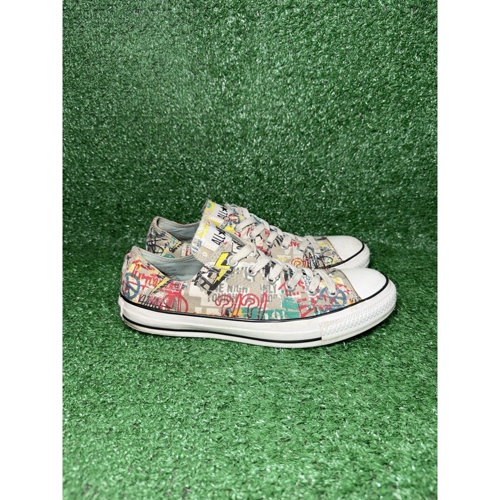 Vintage Converse Mens 8 Womens 10 Colorful Graffiti AOP Skate Shoes Y2K Sneakers